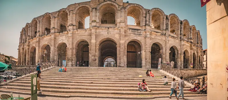 View of the Roman amphitheatre in Arles, Provence