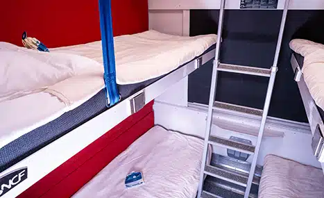 A couchette compartment on a French night train