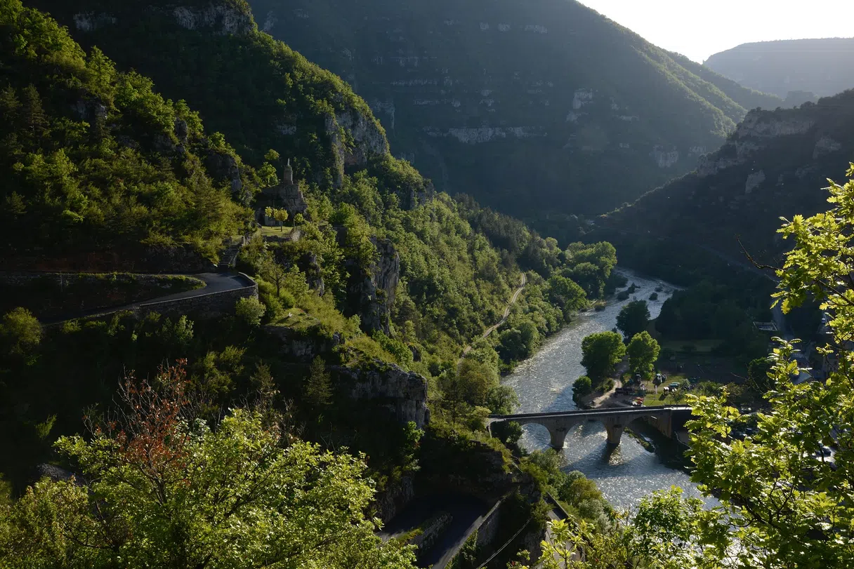 Yazın alçak açılı ışığında Gorges du Tarn