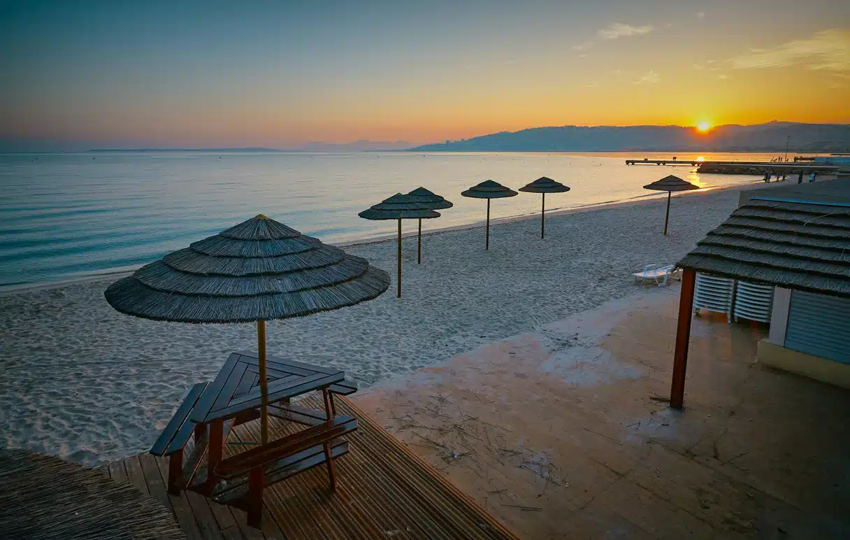 Beach scene near Juan-les-Pins on the French Riviera