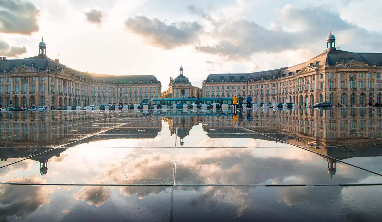 Bordeaux's Place de la Bourse reflected in the Miroir d'eau