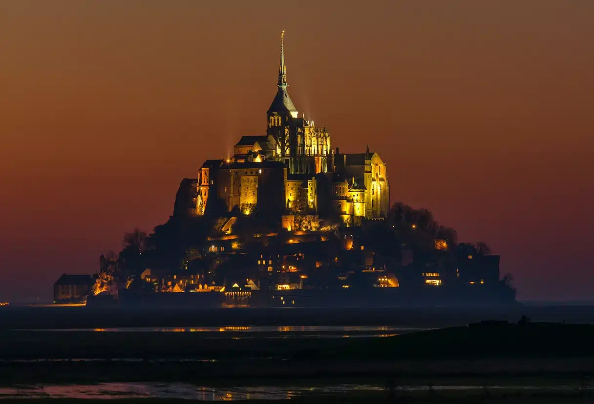 Mont Saint-Michel illuminated at night