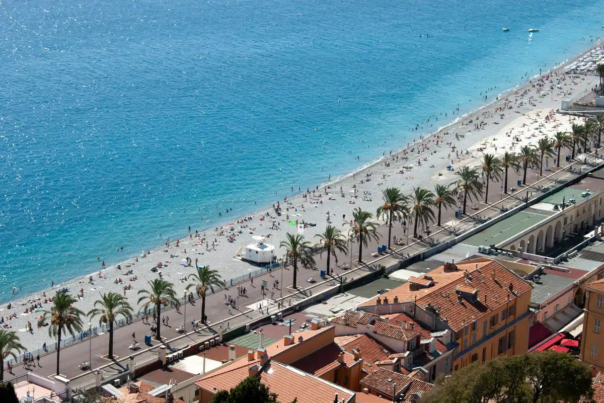 The Promenade des Anglais in Nice at sunrise