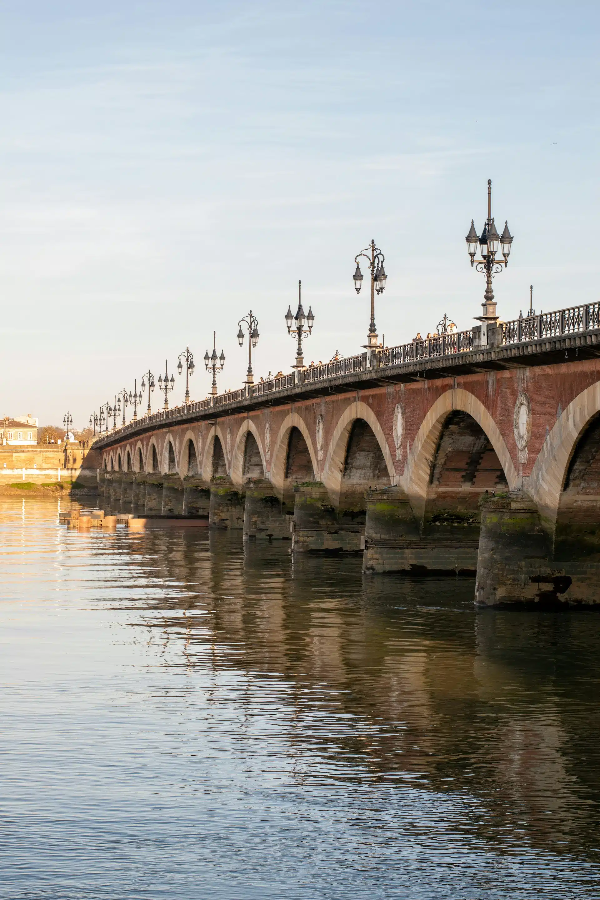 The arches of the Pont de Pierre over the Garonne in Bordeaux