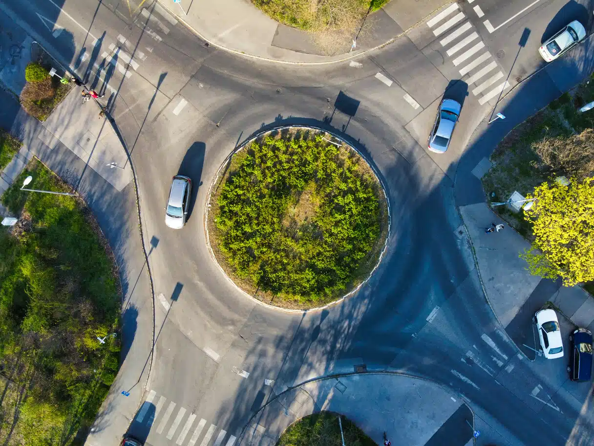 Aerial view of a roundabout
