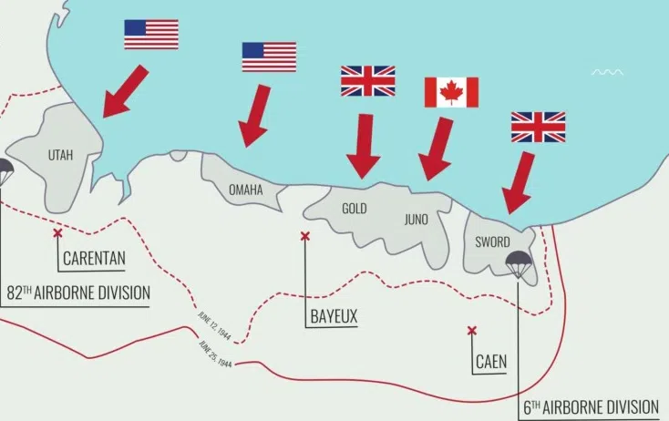 Map of the main place of the D-DAY