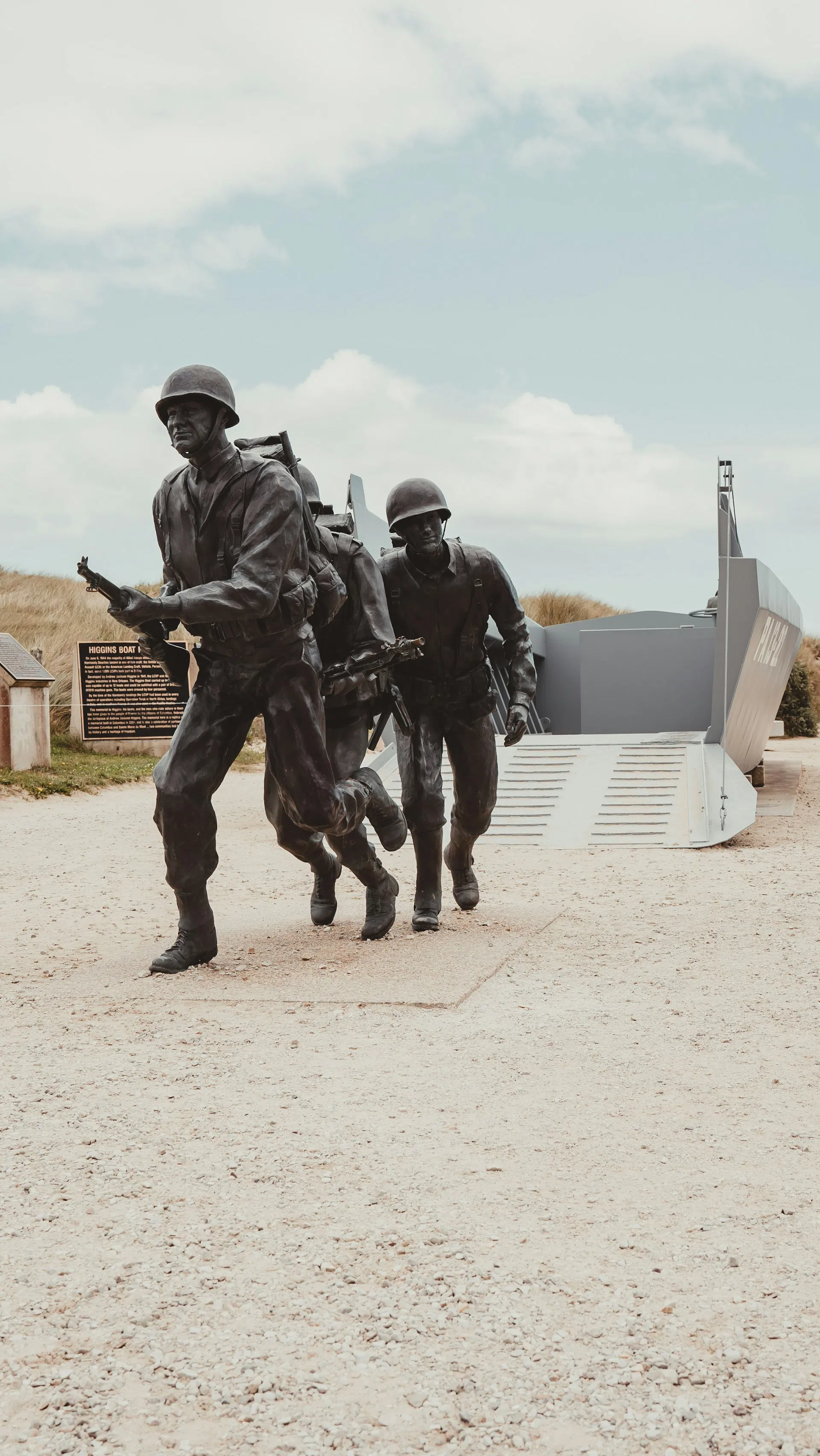 The statue of a soldier on the seafront of Utah Beach