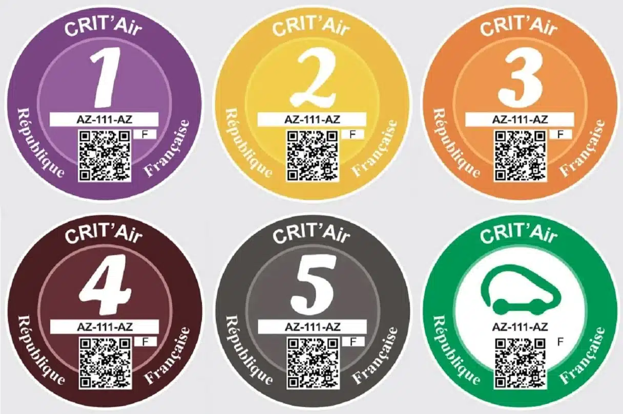 Different Crit'Air sticker levels